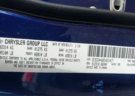 2014 Dodge Charger Sxt из США, поврежденный, VIN 2C3CDXHG0EH221617